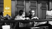 Die Angeklagten Edwin Sakuth und Harm Willms Harms während des Ulmer Einsatzgruppenprozesses 1958. © Imago Images/ZUMA/Keystone 
