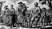 Salzburger Emigranten auf einem Kupferstich von Elias Back 1731/32 © picture-alliance / akg-images Foto: akg-images