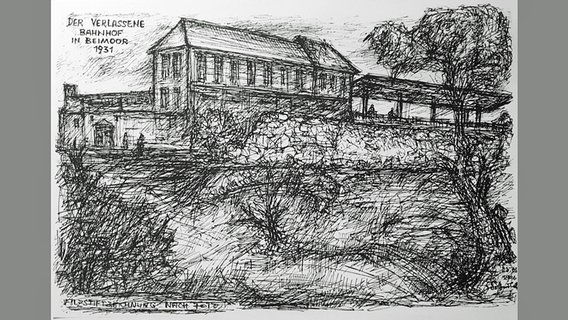 Zeichnung des U-Bahnhofs Beimoor bei Großhansdorf von Franz-Josef Süßmilch Zeichnung des U-Bahnhofs Beimoor bei Großhansdorf von Franz-Josef Süßmilch © Archiv Gemeinde Großhansdorf