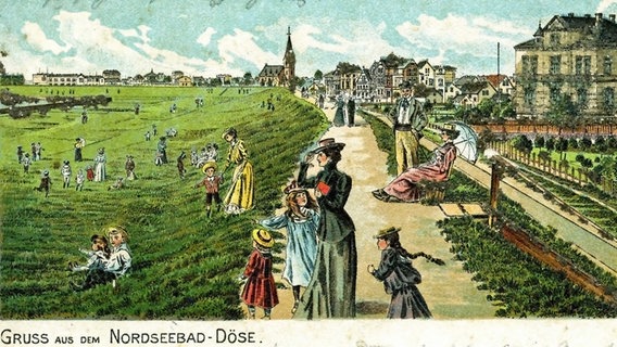 Historische Postkarte aus dem Seebad Cuxhaven aus der Zeit um 1900 © Stadtarchiv Cuxhaven 