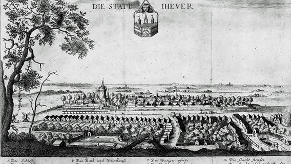 Jever um 1671 auf einer Radierung von Heinrich van Lennep © Schlossmuseum Jever 