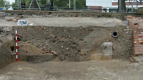 Erdschichten im Querschnitt bei den Ausgrabungen 2005 und 2006 © Archäologisches Museum Hamburg 