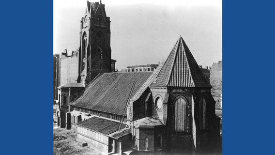 Die als Notkirche wiederaufgebaute St.-Markus-Kirche im Jahr 1948 © St. Markus-Gemeinde 
