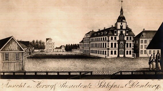 Schloss zu Oldenburg auf einer Radierung von 1825 © Stadtmuseum Oldenburg 