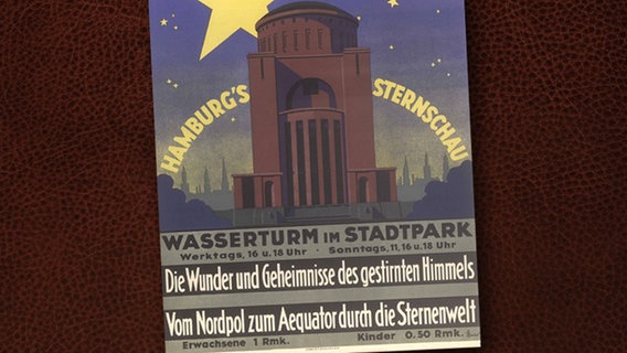 Erstes Plakat des Hamburger Planetariums von 1931. © Planetarium Hamburg / Zeutschel Omniscan 11 