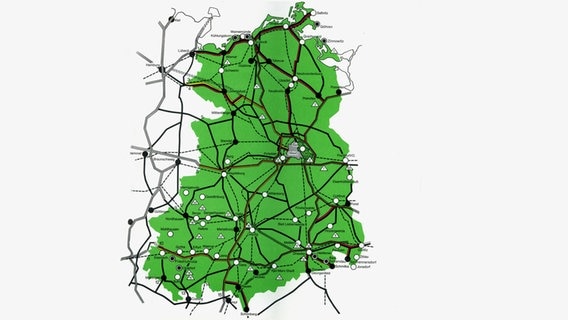 Transitstrecken durch die DDR © Wikimedia Commons Foto: Bundesministerium für innerdeutsche Beziehungen