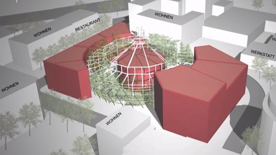 Entwurf des Architekten Dirk Anders für einen möglichen Umbau der Schiller-Oper in Hamburg  