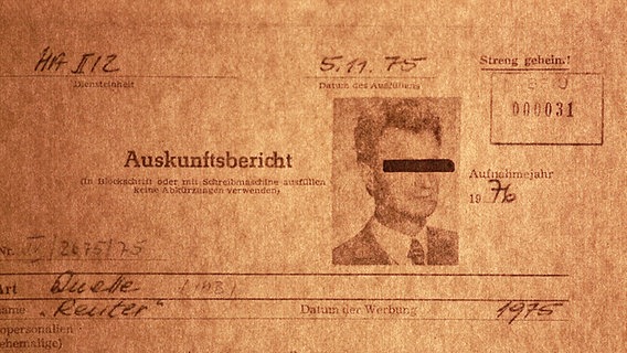 Teil einer Stasi-Akte über Karl Gebauer alias IM Reuter. © Bundesbeauftragter für die Unterlagen des Staatssicherheitsdienstes der ehemaligen DDR Foto: Bundesbeauftragter für die Unterlagen des Staatssicherheitsdienstes der ehemaligen DDR