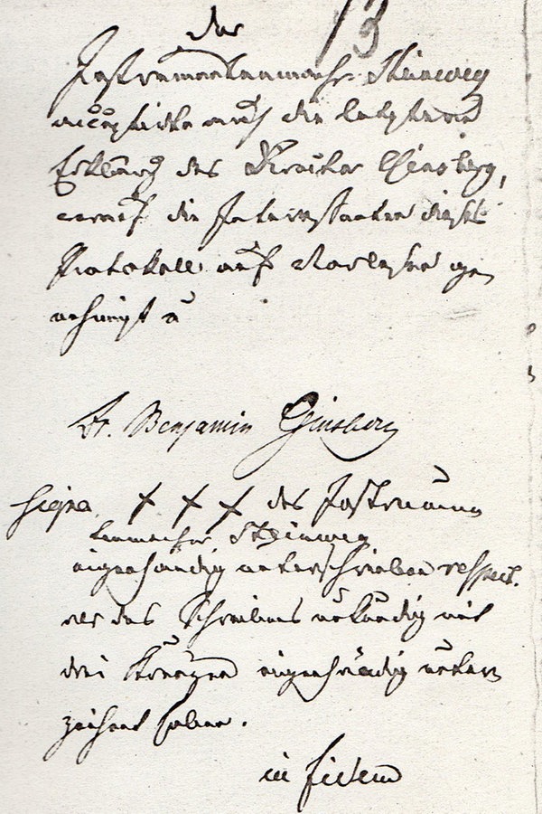 Der Verkauftsvertrag seines Wohnauses von 1850, den Henry E. Steinway mit drei X unterschrieben hat. © Städtisches Museum Seesen / Stadtarchiv Seesen 