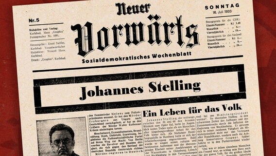 Bericht über Johannes Stelling im "Neuer Vorwärts" vom 16. Juli 1933 © NDR 