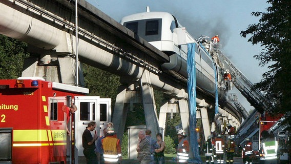 Rettungskräfte an der Unfallstelle des verunglückten Transrapid auf der Teststrecke bei Lathen am 22. September 2006. © picture-alliance/ dpa | Bild-Zeitung Foto: Bild-Zeitung