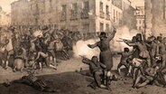 Spanischer Volksaufstand in Madrid 1808 gegen die französische Armee Napoleons, Stich von 1870. © picture alliance / Heritage-Images | Docutres - Index / Heritage-Images 