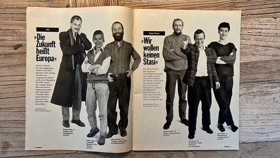 Seiten zur SPD und zum Neuen Forum in der "Stern"-Sonderausgabe vom Februar 1990 zur Volkskammerwahl in der DDR. Seiten zur SPD und zum Neuen Forum in der "Stern"-Sonderausgabe vom Februar 1990 zur Volkskammerwahl in der DDR. © NDR Foto: Benjamin Unger