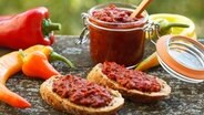 Ein Glas mit rotem Mus neben Paprikagemüse. © fotolia.com Foto: meteo021