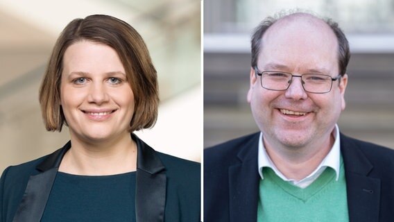 Die Bildkombo zeigt die beiden Abgeordneten der Grünen in Niedersachsen: Julia Hamburg (l.) und Christian Meyer. © picture-allaince | Gruene 
