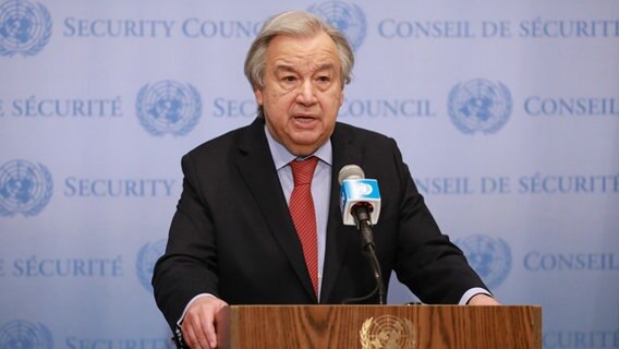UN-Generalsekretär Antonío Guterres bei einer Rede im UN-Hauptquartier in New York. © Xinhua/dpa Foto: Xie E