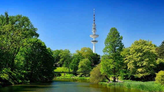 Der Hamburger Fernsehturm von "Planten un Blomen" aus betrachtet © picture alliance / blickwinkel/McPHOTO Foto: C. Ohde