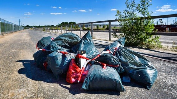 Illegal entsorgte Mülltüten liegen an einer Straße in Hamburg. © picture alliance / Bildagentur-online/Ohde Foto: Bildagentur-online/Ohde