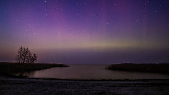 Polarlichter über dem Barther Bodden © NDR Foto: Marion Schmidt aus Barth