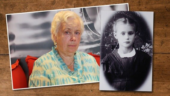 Ein aktuelles Foto von Nadjeshda Belorussowa und ein Foto aus Kinderzeit liegen auf einem Tisch (Bildmontage) © NDR 