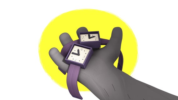 Folge 37: Frank präsentiert seine neueste Erfindung: eine Armbanduhr. © Autour De Minuit 