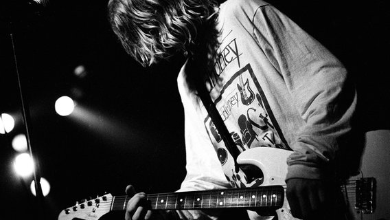 Der Nirvana-Gitarrist Kurt Cobain (München 1991) © picture alliance / Photoshot Foto: Rab Lewin