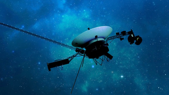 Die Abbildung eines Künstlers zeigt die "Voyager 1" auf ihrer Reise durch den interstellaren Raum oder den Raum zwischen Sternen. © NASA/JPL-Caltech/Cover Images 