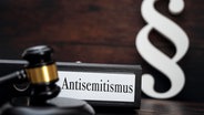 Ordner mit Aufschrift Antisemitismus neben einem Richterhammer und einen Paragraphensymbol © picture alliance / CHROMORANGE Foto: Michael Bihlmayer