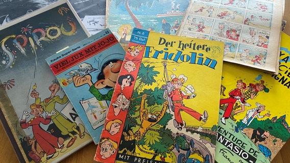 Comics von Spirou-Macher André Franquin liegen auf dem Tisch © NDR.de/Mathias Heller Foto: Mathias Heller