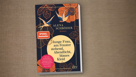 Alena Schröder: "Junge Frau, am Fenster stehend, Abendlicht, blaues Kleid" © dtv 