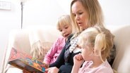Mutter liest zwei Töchtern aus einem Kinderbuch vor. © colourbox Foto: -