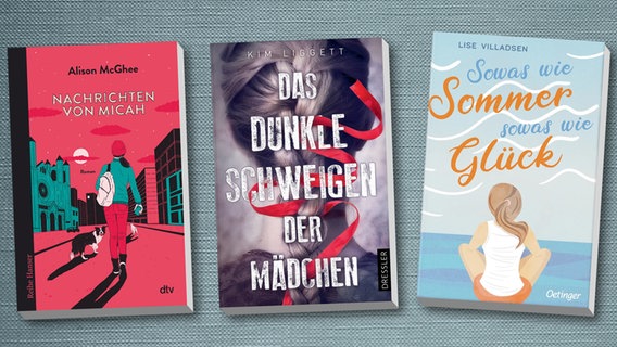 Buchcover: Nachrichten von Micah / Das dunkle Schweigen der Mädchen / Sowas wie Sommer, sowas wie Glück © dtv / Dressler Verlag / Oetinger Verlag 