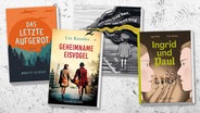 Collage der Buchcover: "Das letzte Aufgebot", "Geheimname Eisvogel", "Ingrid und Paul", "Nicht sehr lang her, nicht sehr weit weg" © Karibu Verlag / Verlagshaus Jacoby & Stuart / Fischer Sauerländer Verlag 