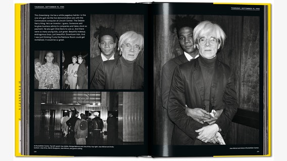 Andy Warhol ist begeistert von den jungen Leuten in Downtown - androgyn und mit sehr schönem Makeup, 19. September 1985 - Doppelseite aus dem Bildband © Michael Dayton Hermann, The Andy Warhol Foundation for the Visual Arts / Taschen Verlag 