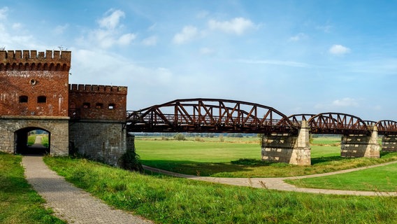 Ehemalige Eisenbahnbrücke über die Elbe bei Dömitz, Niedersachsen. © picture alliance / imageBROKER | Lothar Steiner 
