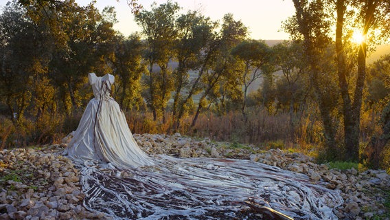 Eine Kleidskulptur von Anselm Kiefer auf seinem Gelände in Frankreich im Sonnenuntergang,  zu sehen im Dokumentarfilm "Anselm " von Wim Wenders © 2023, Road Movies, photograph by Wim Wenders Foto: Wim Wenders