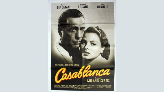 Das Filmplakat zum Klassiker "Casablanca" mit Humphrey Bogard und Ingrid Bergmann © Warner Bros. 
