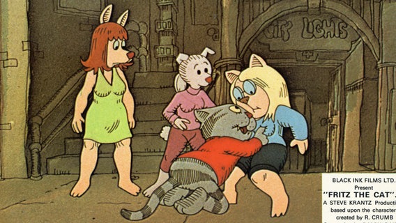 Szene aus "Die neun Leben von Fritz the Cat" (Zeichentrickfilm 1974; Fortsetzung von "Fritz the Cat" (1972)  