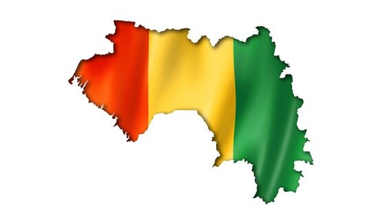 Die Flagge von Guinea in Form der Außengrenze des Landes © imago 