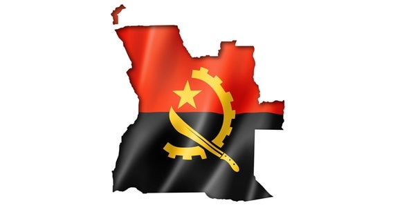 Die Flagge von Angola in Form der Außengrenze des Landes © imago 