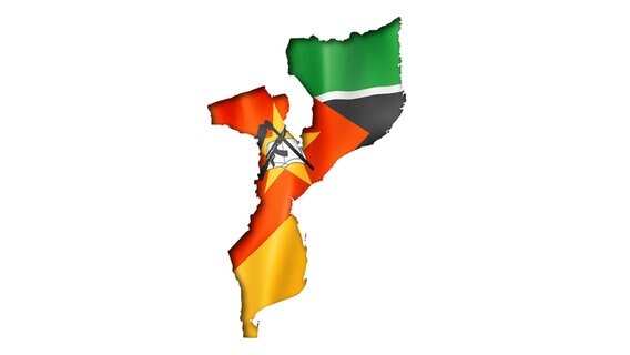 Die Flagge von Mosambik in Form der Außengrenze des Landes © imago 