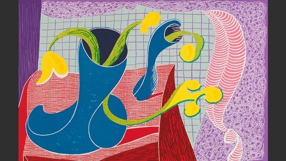 David Hockney, Four Flowers in Still Life, 1990 © David Hockney/Tyler Graphics Ltd. Foto: Richard Schmidt