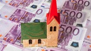Eine Kirche steht auf 500-Euro-Banknoten © picture alliance / Jochen Eckel | Jochen Eckel Foto: Jochen Eckel