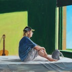 Otto Waalkes (*1948) nach Edward Hopper (1882–1967), Sitting in the Morning Sun, 2018, Acryl auf Leinwand, 60 x 90 cm, Leihgabe der Walentowski Galerien © Otto Waalkes 