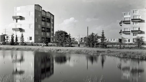 Wohnhäuser im Hamburger Stadtteil Lurup-Veermoor von Bernhard Hermkes (1958-1963). © Hamburgisches Architekturarchiv Foto: Ursula Becker-Mosbach