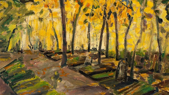 Bild von Alfred Heihnsohn mit dem Titel "Friedhof", etwa um 1910 © Kunstmuseum Schwaan 