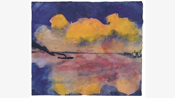 Emil Nolde, "Dampfer auf dem Meer", 1938/1945, Aquarell auf Japanpapier © Emil Nolde, Kunsthalle Emden © Nolde Stiftung Seebüll 