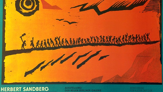 Herbert Sandberg: Plakat mit der Grafik "Der Rattenfänger" aus dem Zyklus "Über die Dummheit in Musik" (1977) © dpa - Report 