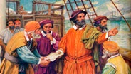 Ferdinand Magellan berät sich mit seinen Offizieren ('Magellan Consults with his Navigators') © picture alliance / Heritage Images Foto: Arthur Percy Dixon