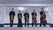 Ensemblebild in der Tiefgarage der Elbphilharmonie: das fabergé-quintett © Claudius Hinzmann Foto: Claudius Hinzmann